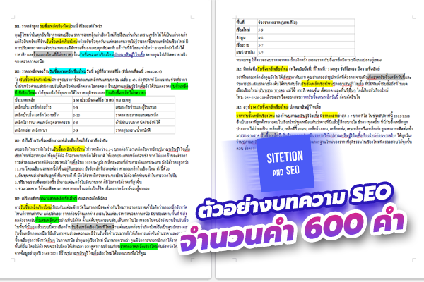 ตัวอย่างบทความ SEO จำนวน 600 คำ
